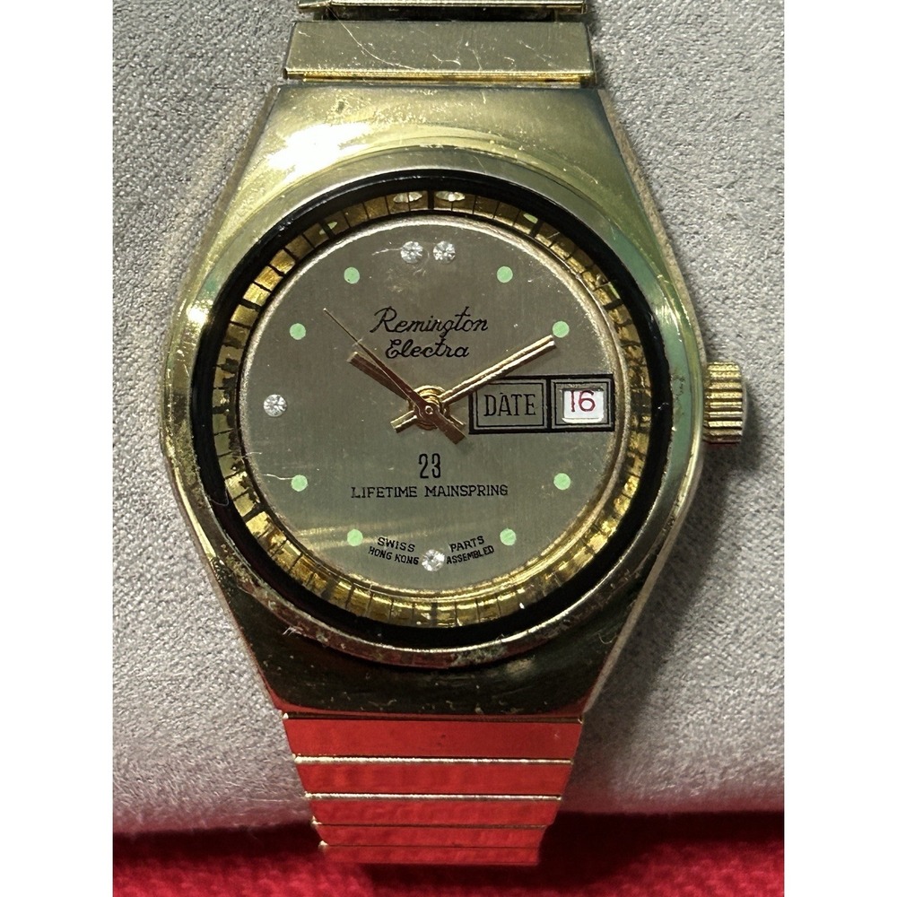 Vintage Remington Electra 23 Lifetime Mainspring Gold Tone Manual Winding Watch